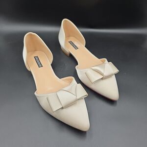 ERIJUNOR Bow Knot Evening Flats Women's Size 9 Satin Wedding Party Shoes